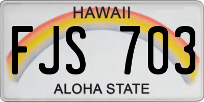 HI license plate FJS703
