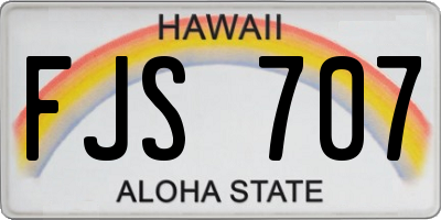 HI license plate FJS707