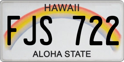 HI license plate FJS722