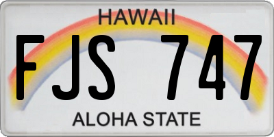 HI license plate FJS747