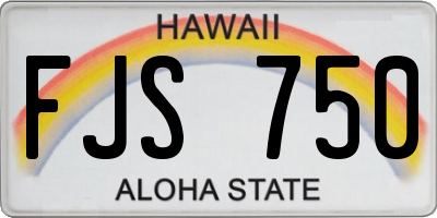 HI license plate FJS750