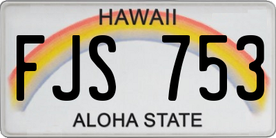 HI license plate FJS753
