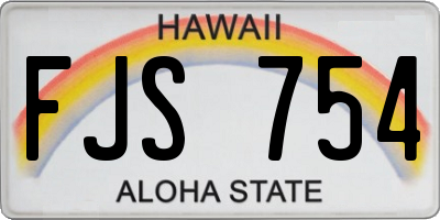 HI license plate FJS754