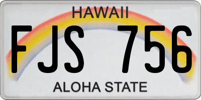 HI license plate FJS756