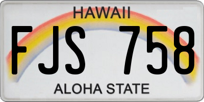HI license plate FJS758