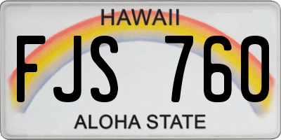 HI license plate FJS760
