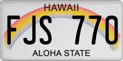 HI license plate FJS770