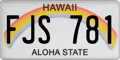 HI license plate FJS781