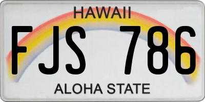 HI license plate FJS786