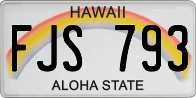 HI license plate FJS793