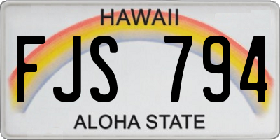 HI license plate FJS794