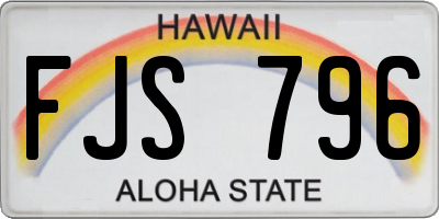 HI license plate FJS796