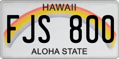 HI license plate FJS800