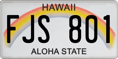 HI license plate FJS801