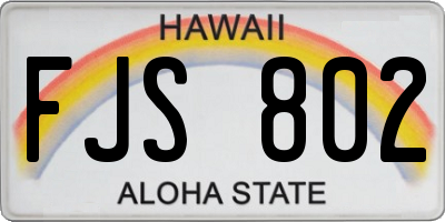 HI license plate FJS802