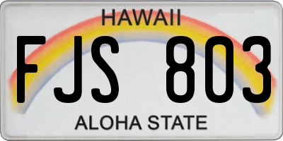 HI license plate FJS803