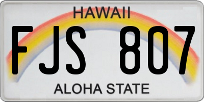 HI license plate FJS807