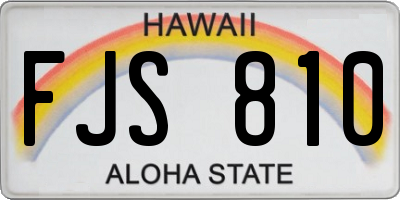 HI license plate FJS810