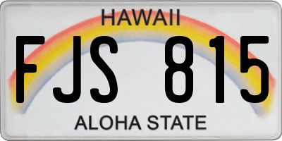 HI license plate FJS815