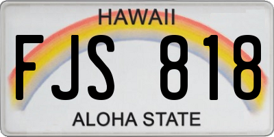 HI license plate FJS818