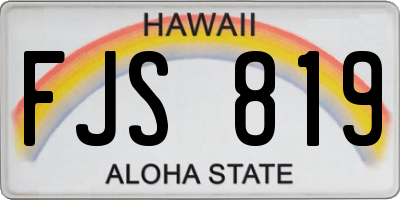 HI license plate FJS819