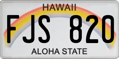 HI license plate FJS820