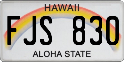 HI license plate FJS830