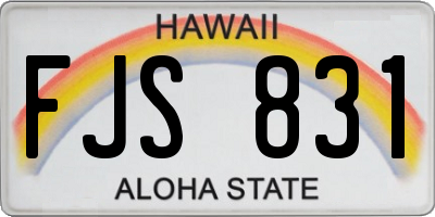 HI license plate FJS831