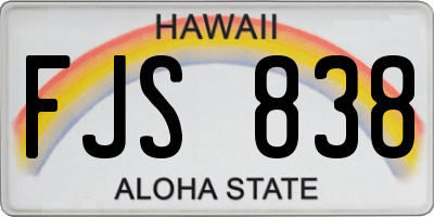 HI license plate FJS838