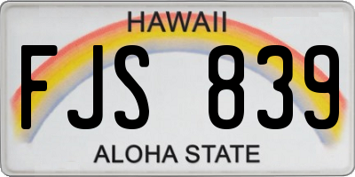 HI license plate FJS839