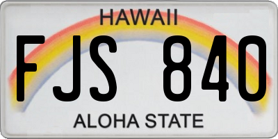 HI license plate FJS840