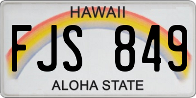 HI license plate FJS849