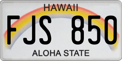 HI license plate FJS850