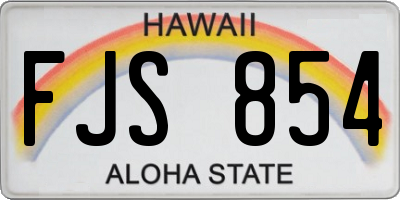 HI license plate FJS854