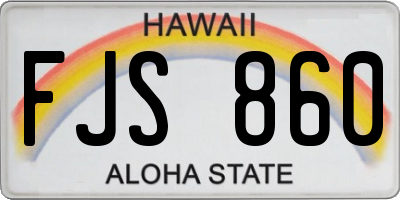HI license plate FJS860