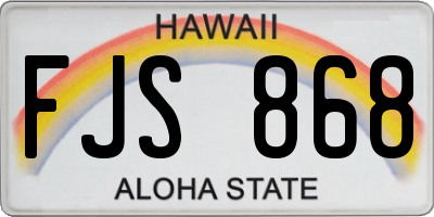 HI license plate FJS868