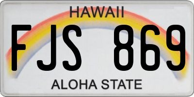 HI license plate FJS869