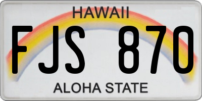 HI license plate FJS870