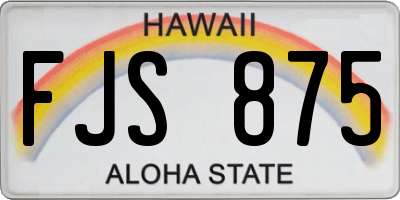 HI license plate FJS875