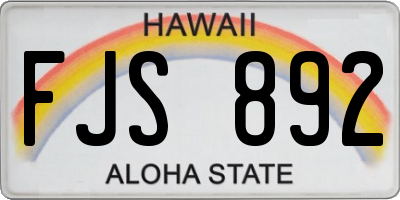 HI license plate FJS892