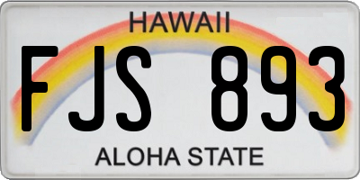 HI license plate FJS893
