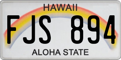 HI license plate FJS894