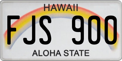 HI license plate FJS900