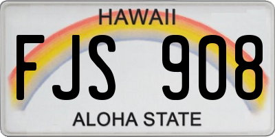 HI license plate FJS908