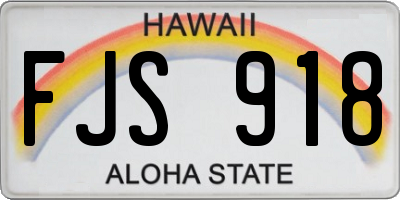 HI license plate FJS918