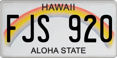 HI license plate FJS920