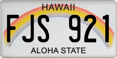 HI license plate FJS921