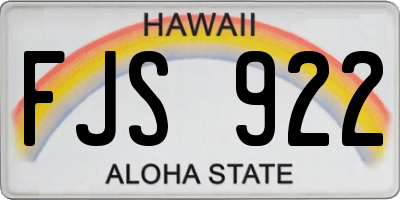 HI license plate FJS922