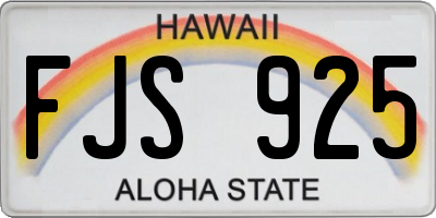 HI license plate FJS925