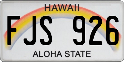 HI license plate FJS926